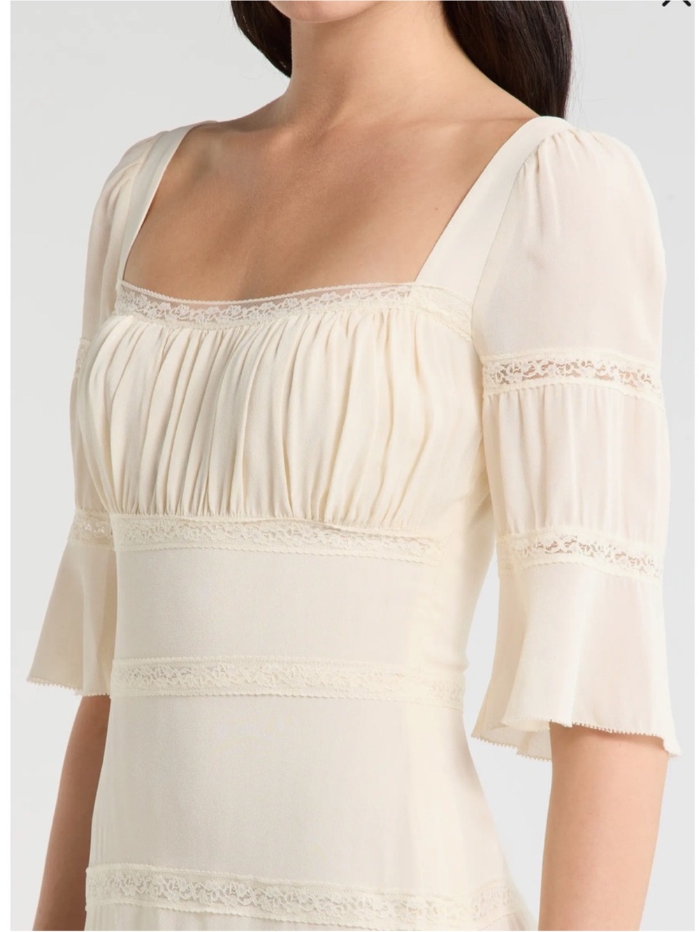 Reformation Claribel Lace Inset Bell Sleeve Minidress 6 - Picture 3 of 5